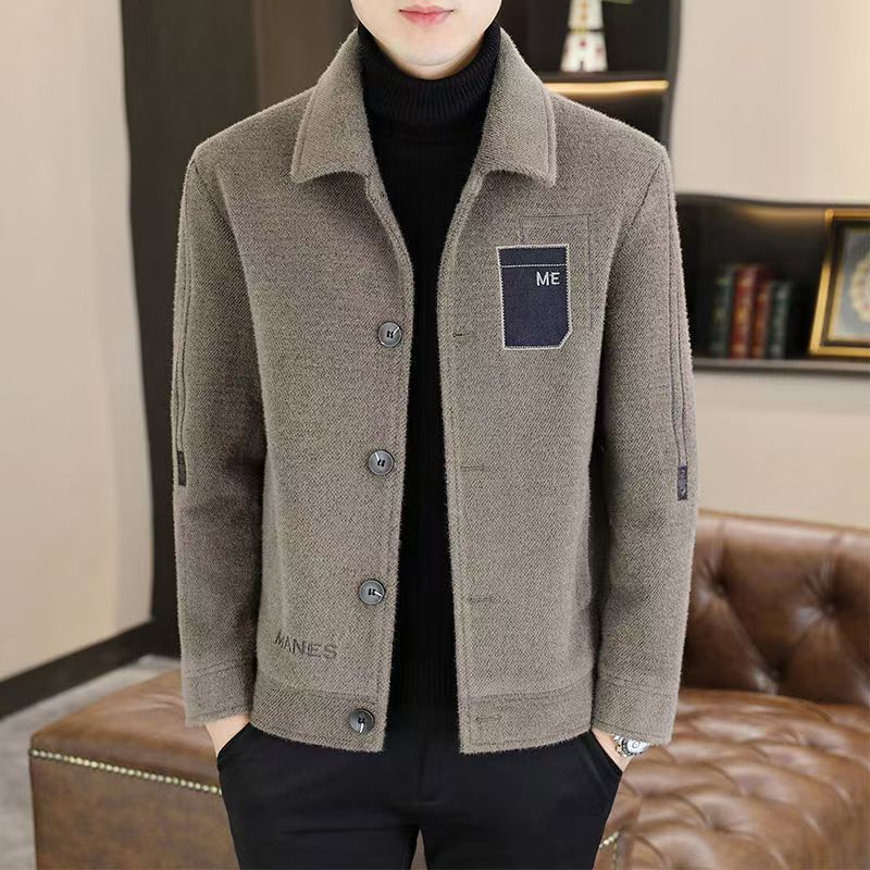 Men's Woolen Coat New Fashion High-end Trendy Lapel Jacket Stylish Handsome Casual Designer Coat Versatile Coat