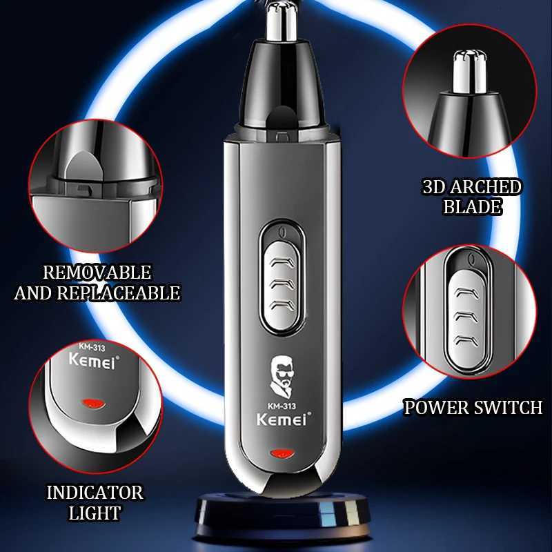 Kemei 3 IN 1 Eyebrows Trimmer Nose Trimmer Electric Replaceable Hair Remover Professional Ear Trimer Hair Shaver KM313 M251030