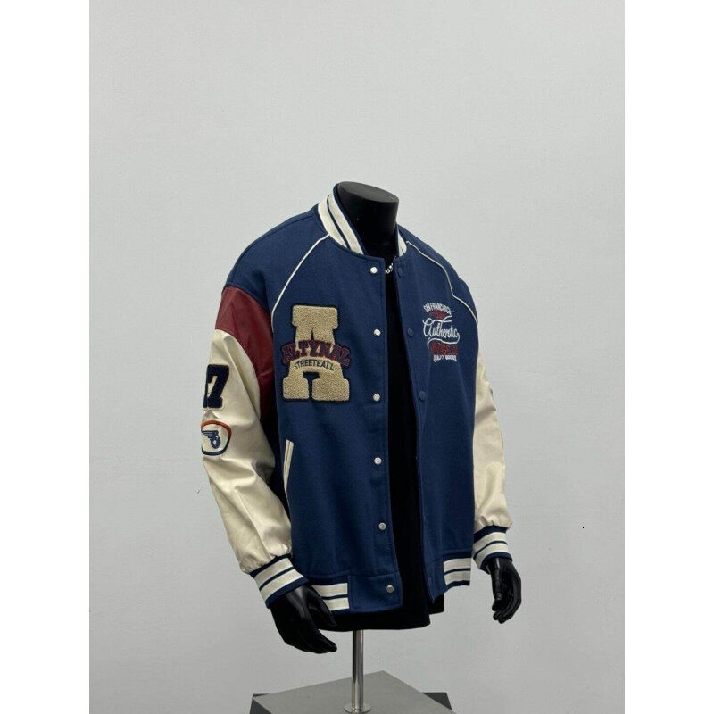 American Style Letter Flocking Patchwork Baseball Jacket for Men New Spring and Autumn Hip-Hop Designer coat Loose Fit Versatile Trendy Jacket Coat
