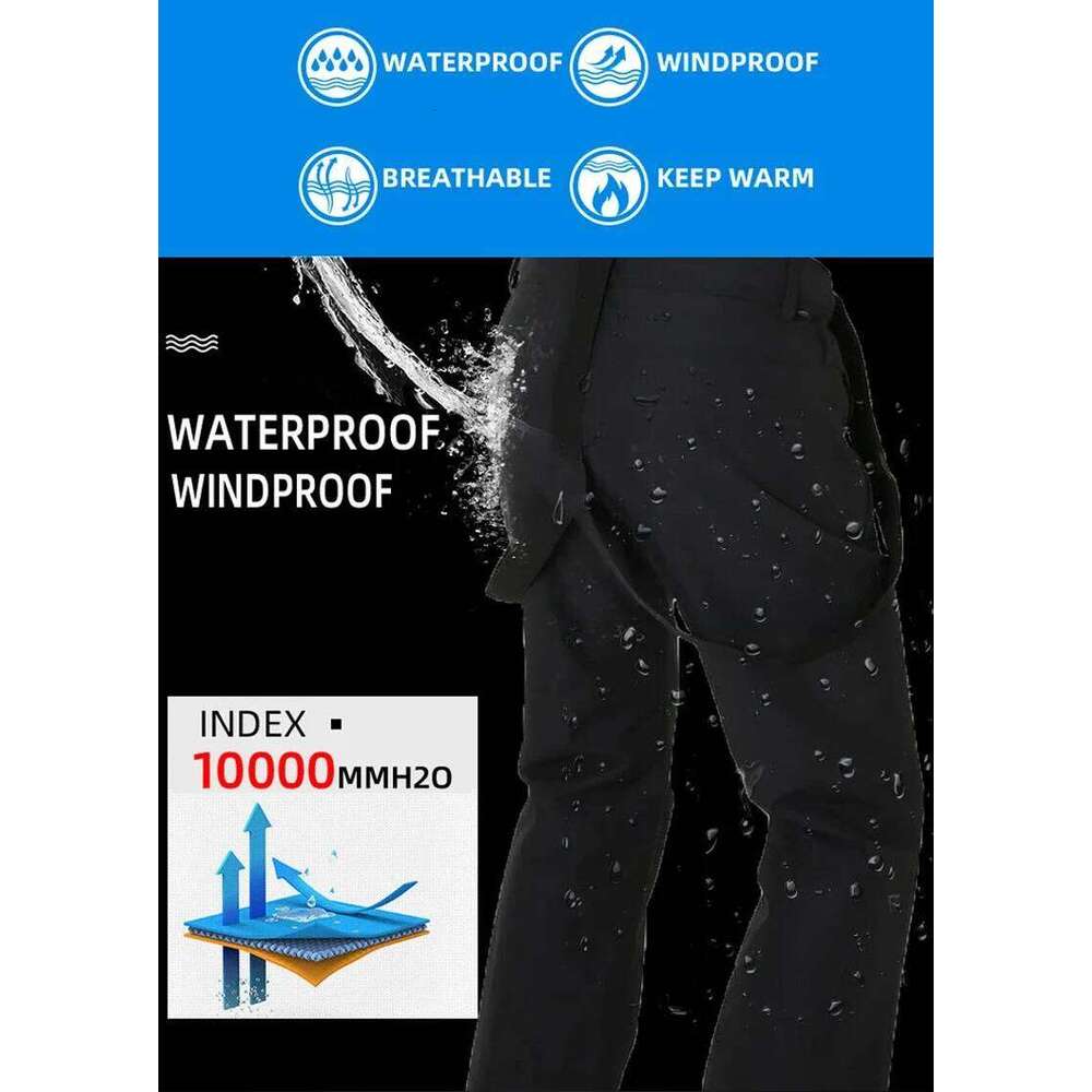 New High Quality Men Outdoor Mountain Windproof Waterproof Ski Snowboard Pants Winter Warm Snow Trousers Brand