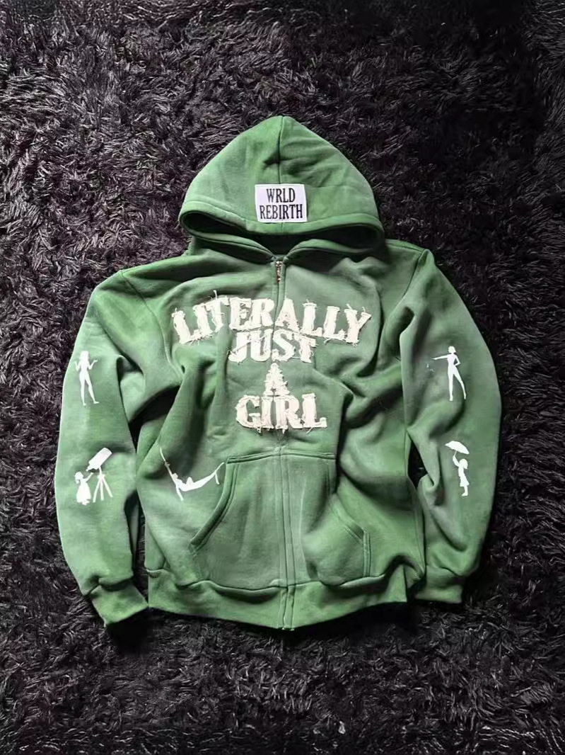 Men's Hoodies Retro Star Cross Full Embroidery Zip Up Hoodie Gothic Oversized Loose Black Street Casual Sweatshirt Men Clothing