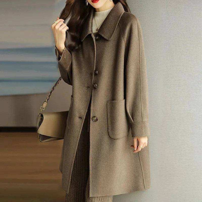 Plus Size Womens Thickened Woolen Coat Of The Season Autumn Winter Style Small Korean Version Slimming Med 251028