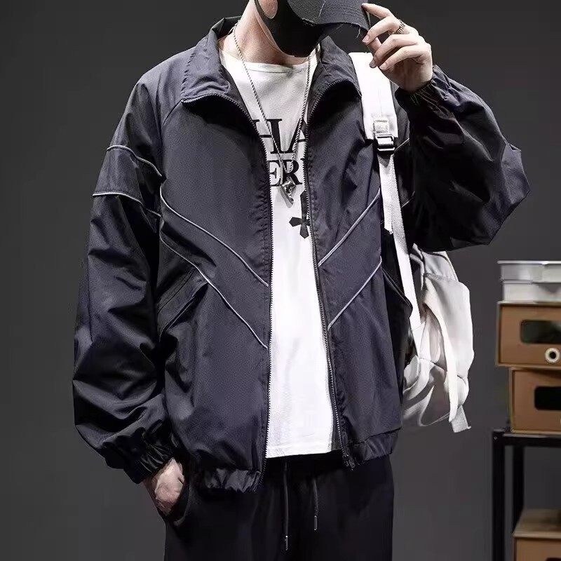 Trendy Brand Solid Color Reflective Sports Jacket Designer Coat Autumn Winter New Loose Fit Unisex Windbreaker Versatile Casual Couple Jacket