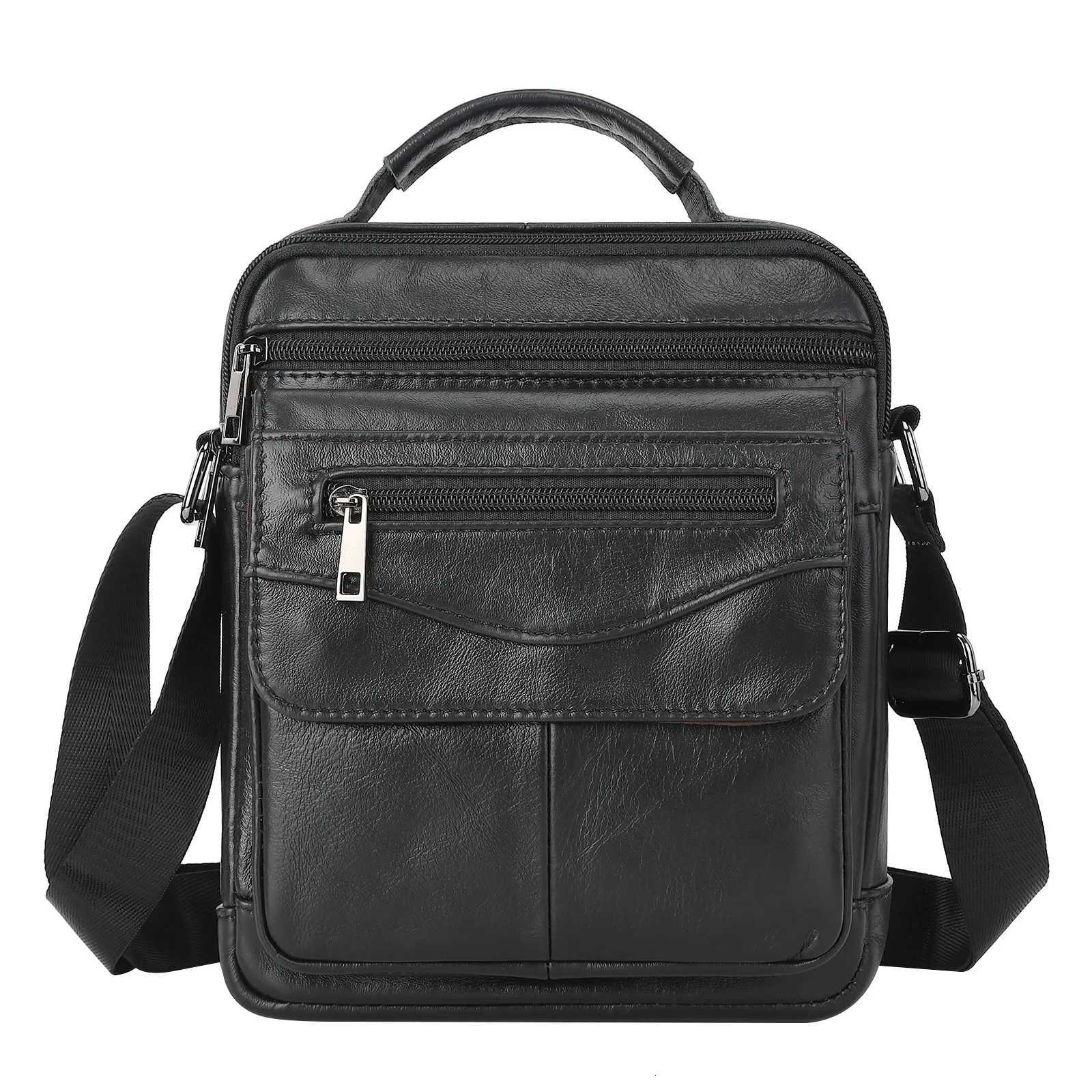 100 Genuine Leather Men Shoder Bag Vintage Crossbody Bag For Men Cowhide Messenger Bag Business M Handbag Y251011