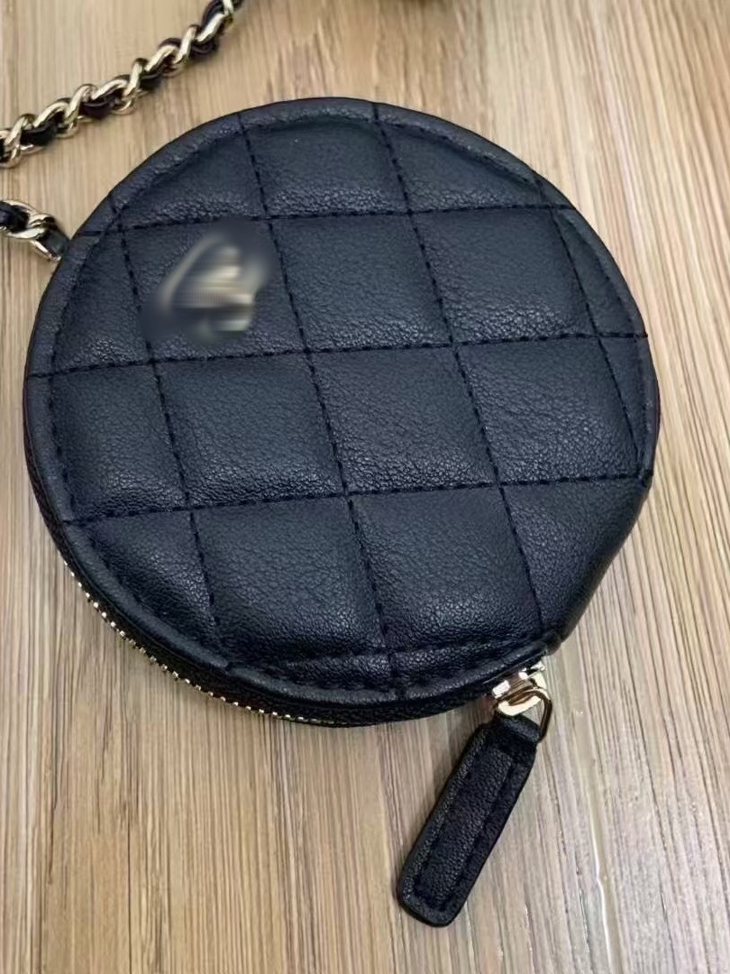 Designer Bags Christmas gift 2-in-1 Round Coin & Earphone Pouch with Chain, PU Leather Gift Set