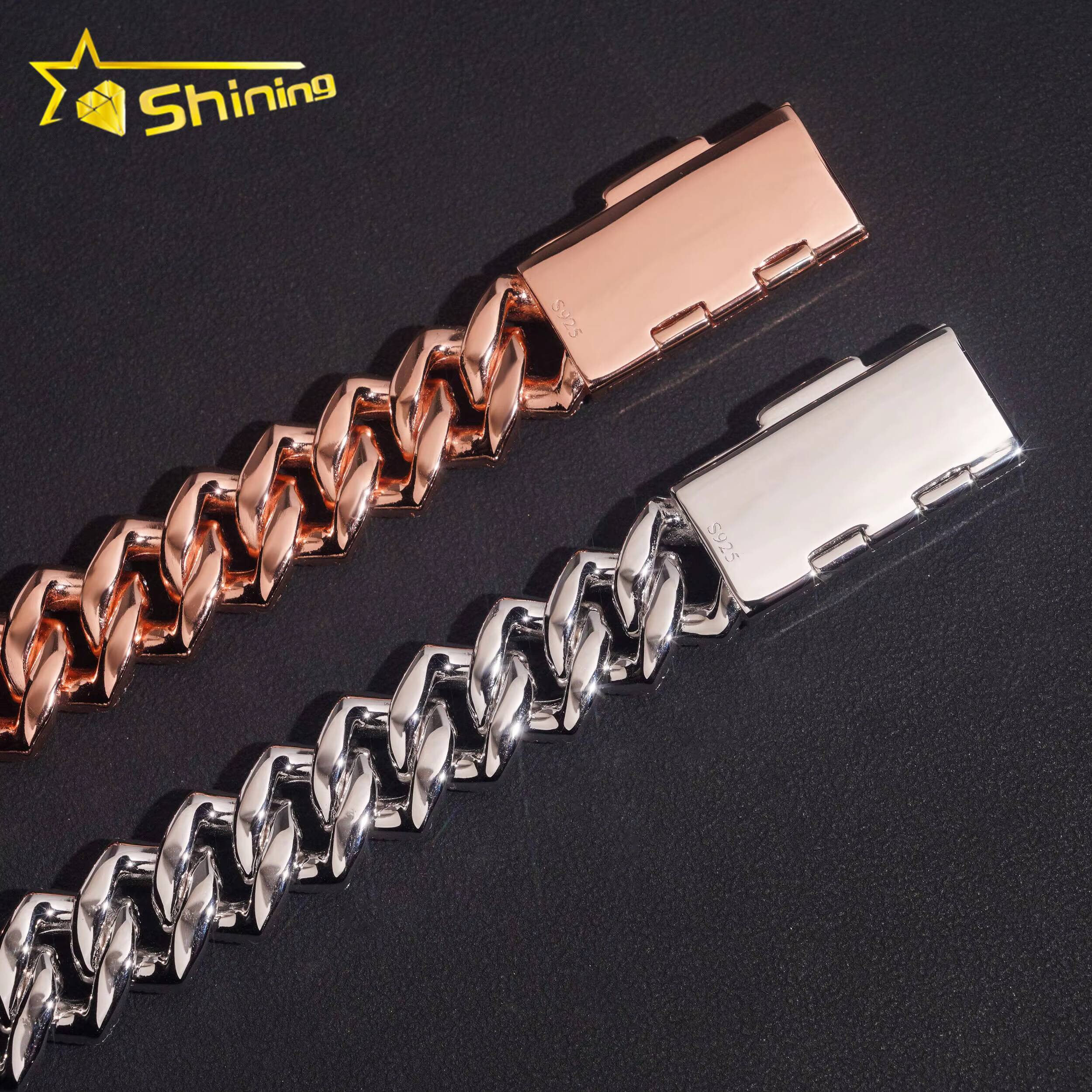 Pass Diamond Tester Baguette Moissnaite 16mm Mens Cuban Bracelet S925 Gold Plated Luxury Cuban Link Chain Hip Hop Jewelry Designer's style