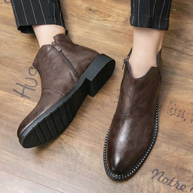 High Quality Ankle Boots For Men Fashion Britain Brogue Chelsea Boots Men Social Formal Mens Dress Shoes 2025 Winter Ankle Boot Z251029