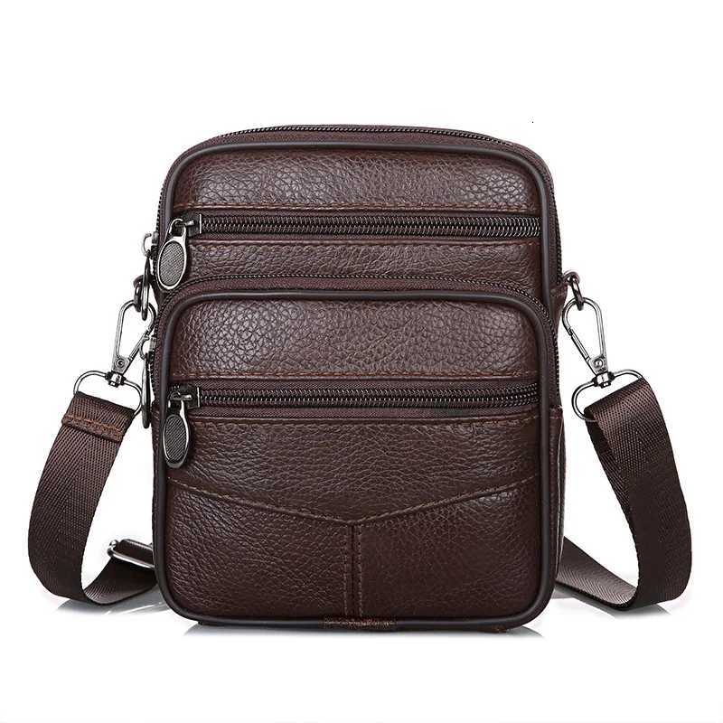Solid Color Genuine Leather Shoder Waist Bags Men Fanny Belt Packs Phe Pouch Casual Crossbody Bags Y251011