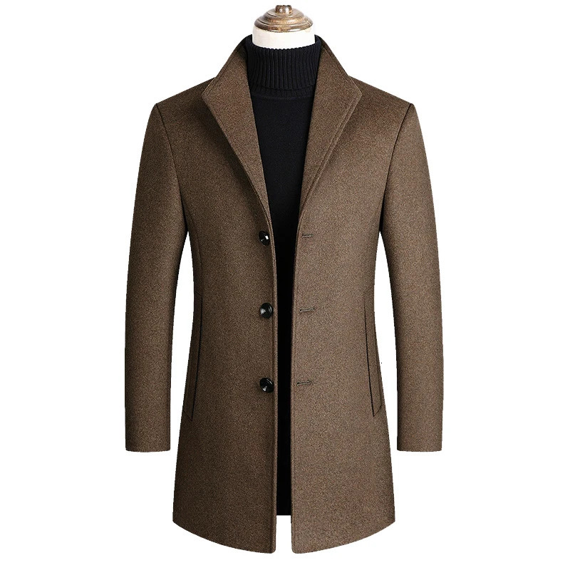 Men Wool Blends Coats Trench Pea Coat Spring Winter Solid Color High Quality Mens Wool Jacket Luxurious Clothing 251029