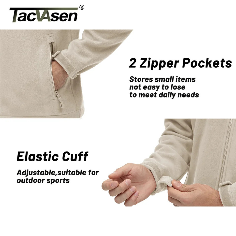 TACVASEN Winter Fleece Jackets Mens Full Zip Stand Up Work Jacket Coats Zipper Pockets Hiking Jacket Outdoor Windbreaker 251028