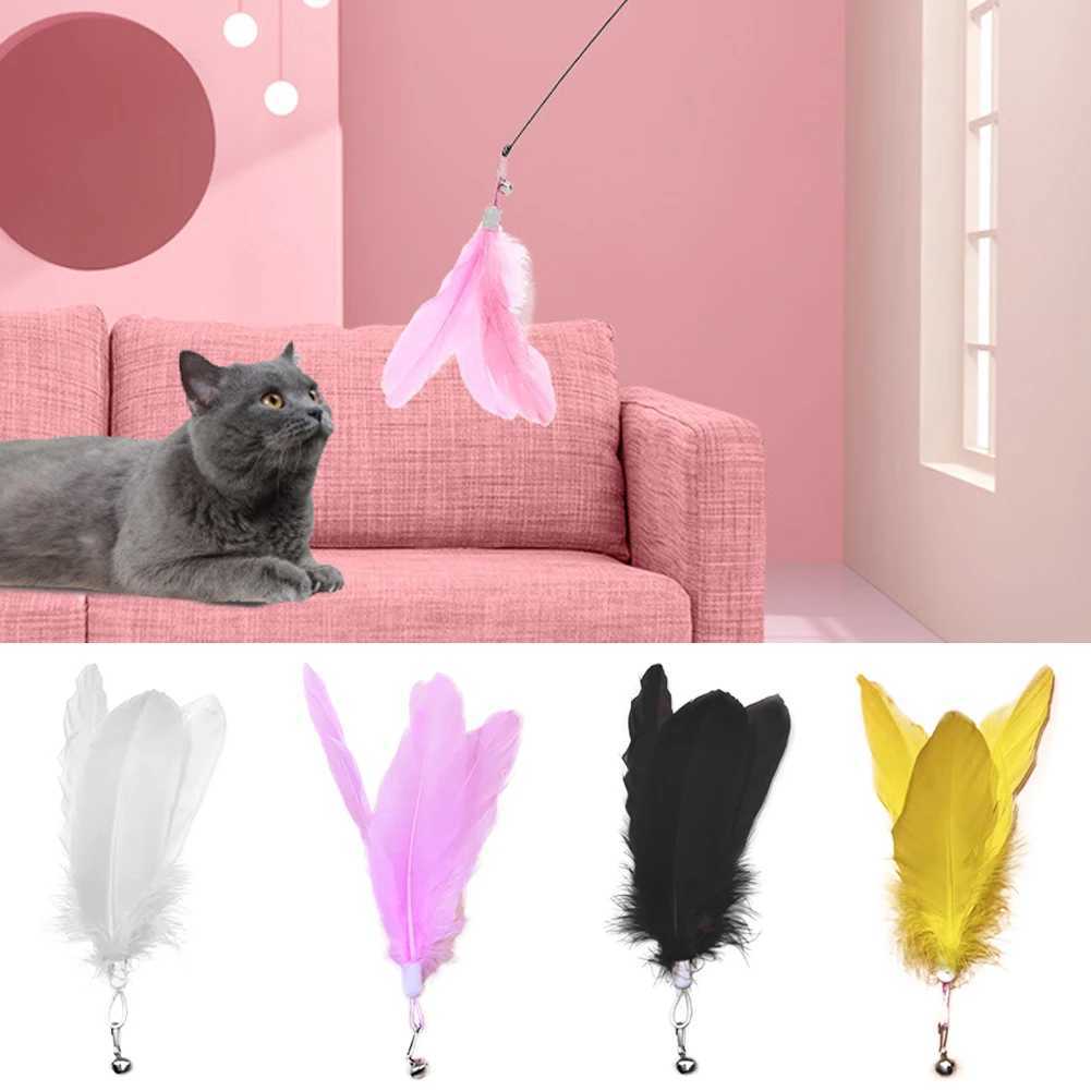 Multicolor Wide Large Cat Teaser Wand Stick Feather Replacement Pendant with Bell Cat Toy Replace Accessories Cat Supplies S251029{category}