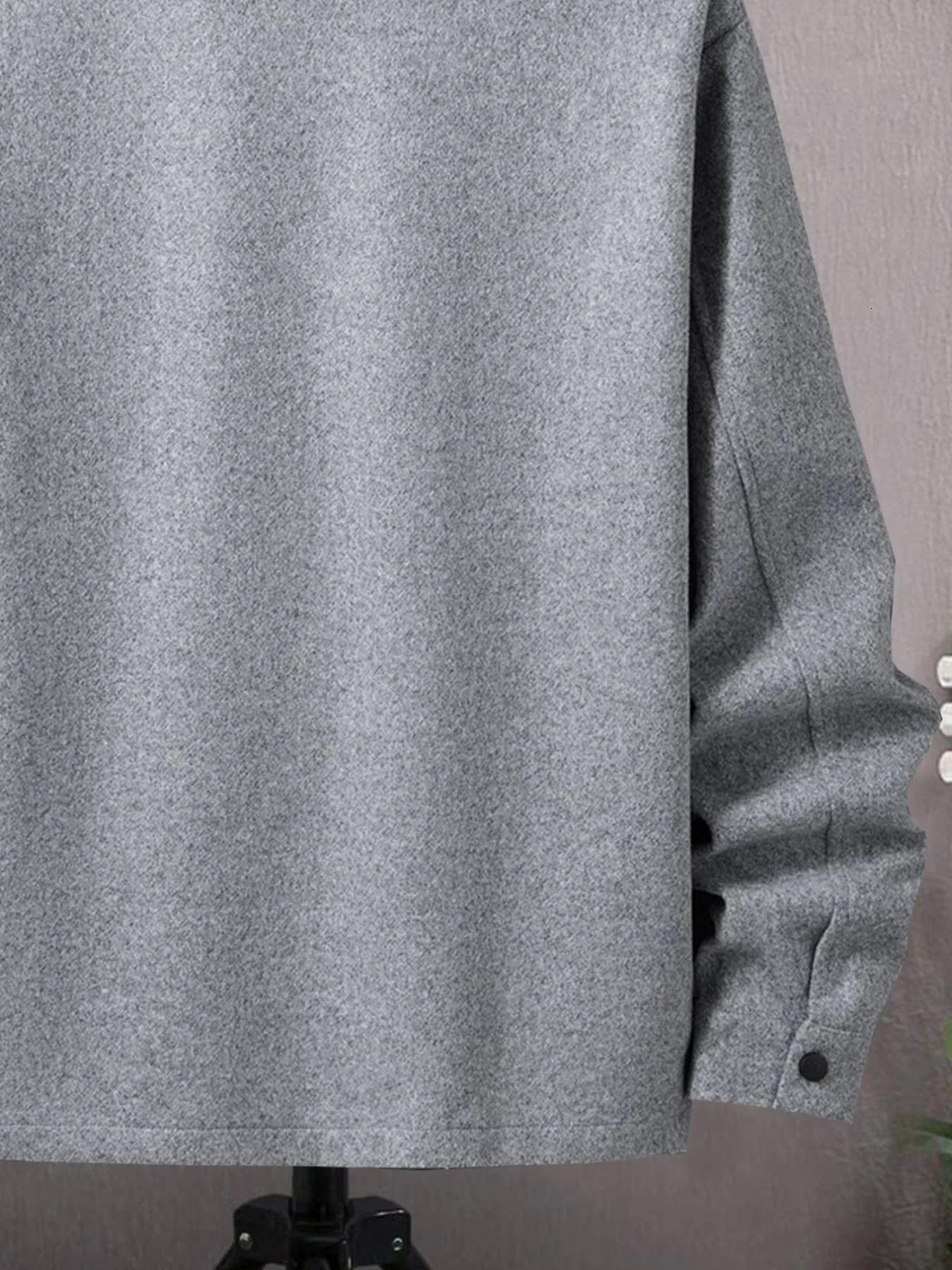 Autumn Mens Woolen Jacket Solid Color Coat Collar Button Front Flip Pocket 251029