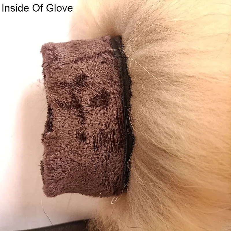 Real Sheep Leather Gloves Women For Women Warm Winter Natural Fox Fur Glove Fashion Warm Natural Leather Hand Warmer 251028