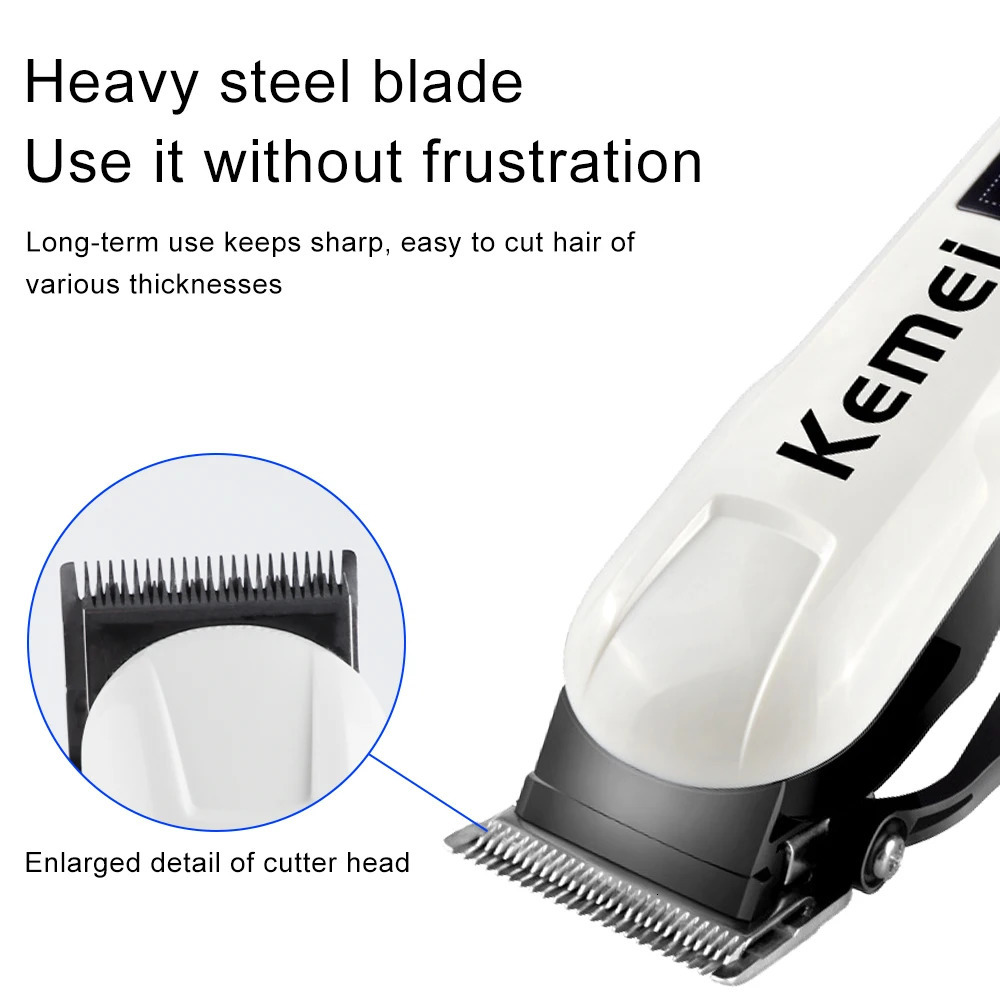 Kemei Hair Cutting Machine Electric Hair Clipper Cordless Trimmer For Men Shaving Machine Rechargeable Hair Cut Barber KM809A 251029 - view 3