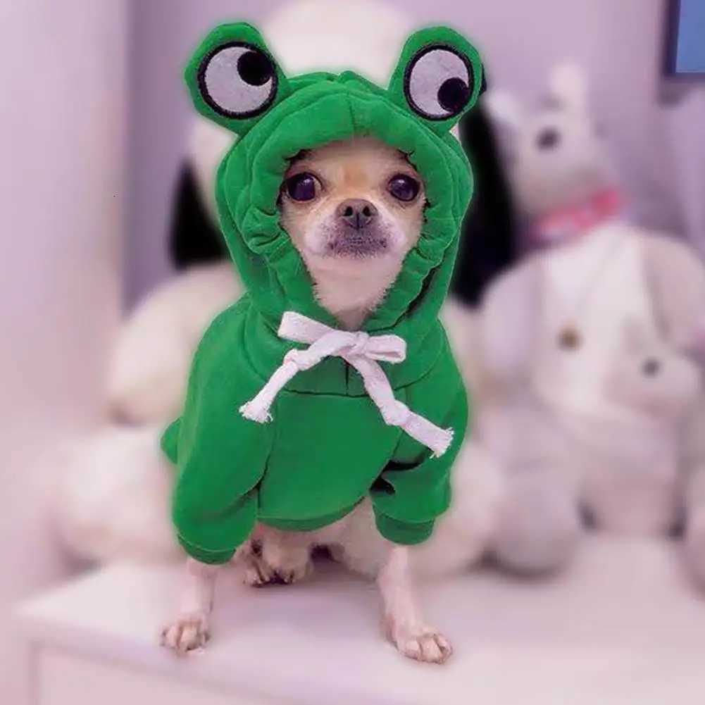 Cute Frog Pet Hoodie Dogs Clothes Christmas Warm Jumpsuits Winter Fleece Pet Overalls for Small Medium Dogs Cats Chihuahua C251030