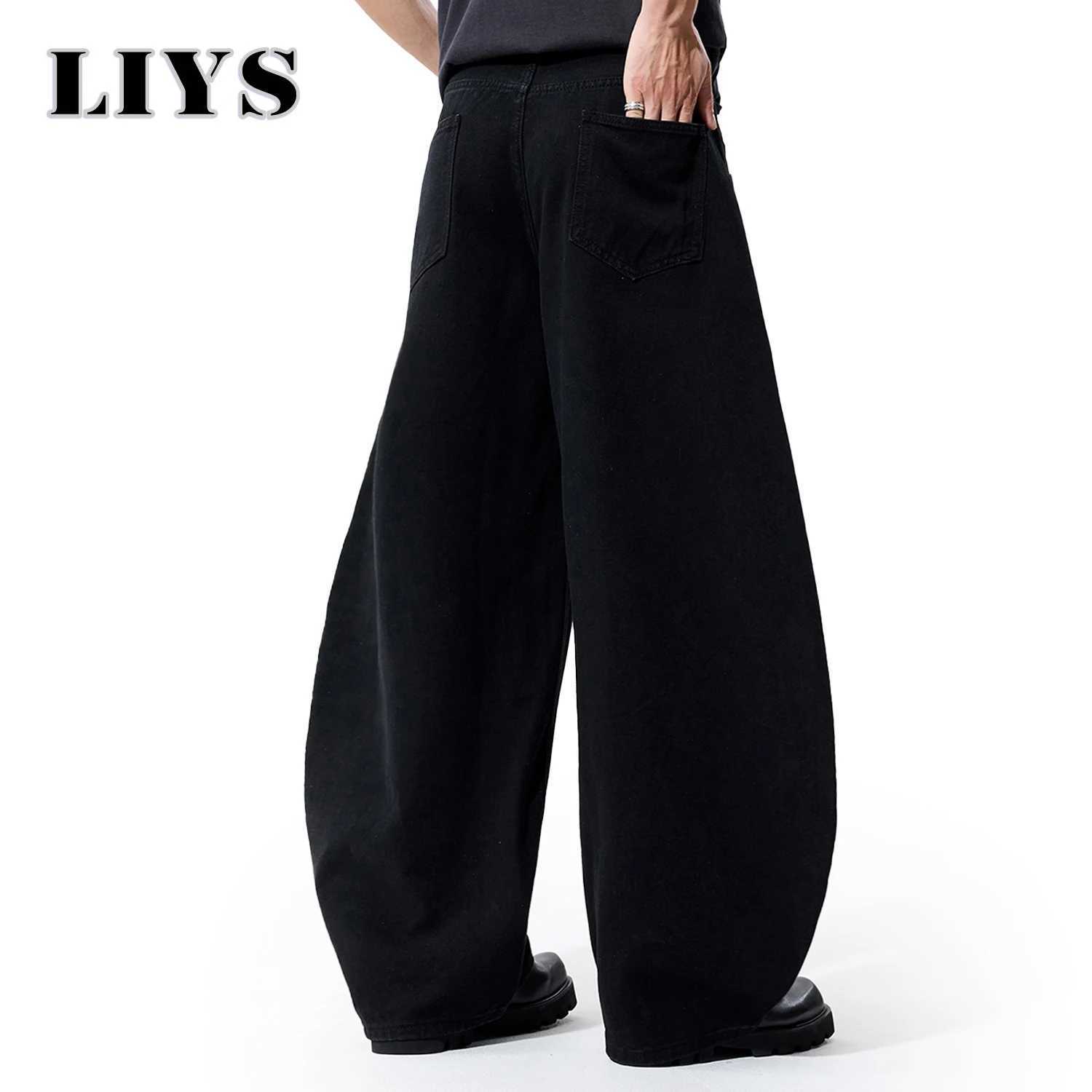 Autumn Mens Black Wide Leg Jeans Y2K Baggy Loose Fitting Denim Pants Man Solid Streetwear Loose Daily Casual Fashion Jeans J251030