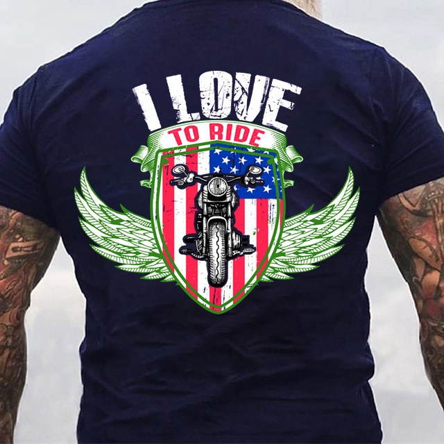 European & American Oversized I LOVE TO RIDE Letter Print Men's Cotton Summer T-Shirt - TT7065