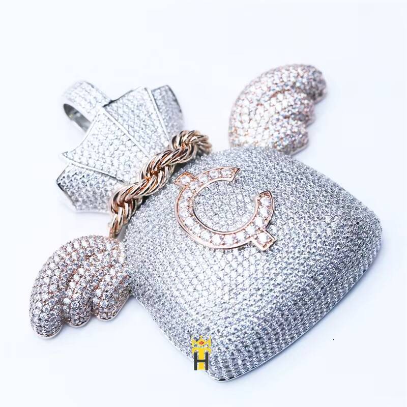 New Jewelries Cool Girls Fashion c Dollar Sign Pendant Iced Out wings Money Bag Pouch Pendant