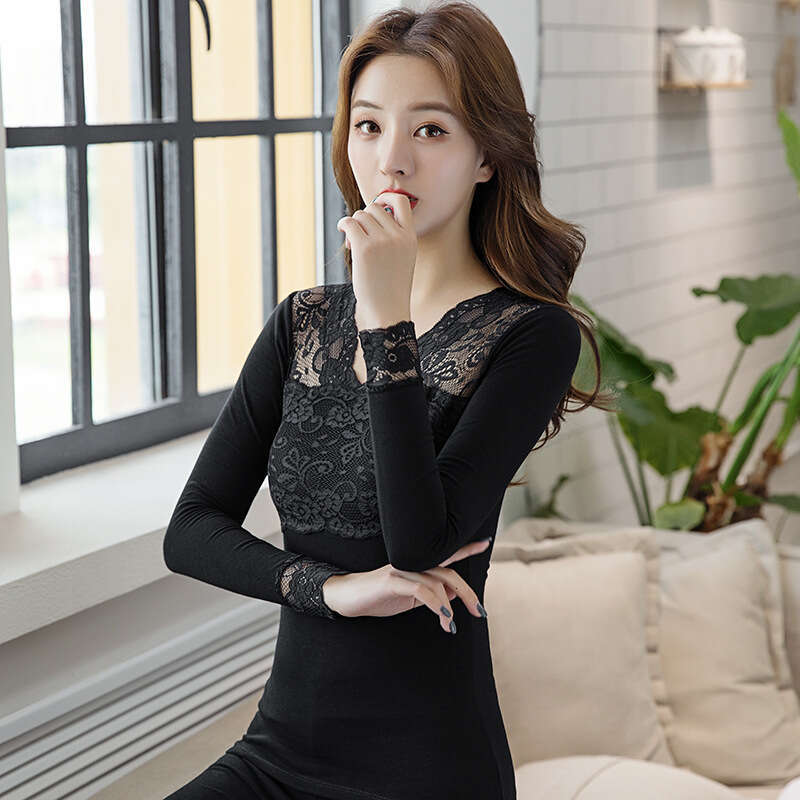 95% Thermal Underwear Set Women, Thin Cotton Tops Bottoms Middle School Students, Comfortable Sleepwear for Autumn and Winter