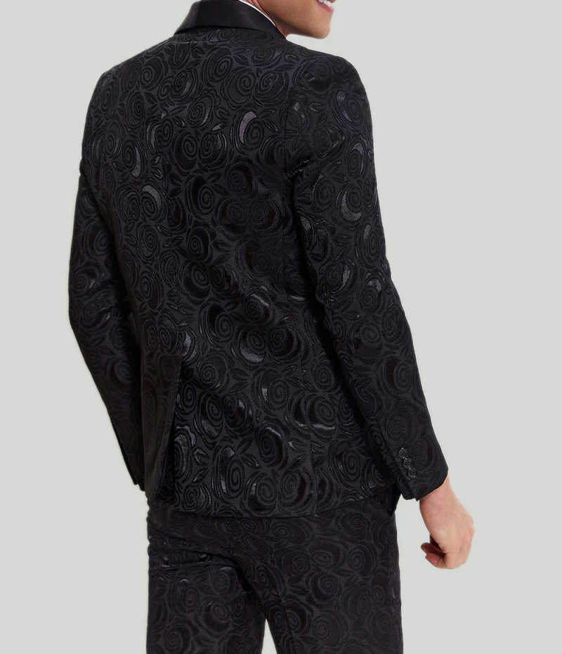 Jacquard Mens Suits Shawl Lapel 2 Pieces Jacket Pants Formal Party Wedding Groom Tuxedos Prom Custom Made