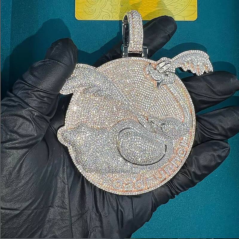 Iced Out Moissanite Hip Hop Pendant Sterling Silver Bling Charm with Dazzling Sparkle and Exquisite Craftsmanship