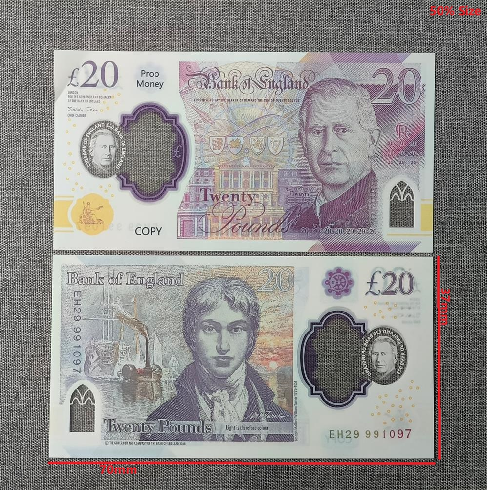 Funny Toy Plastic Printed Money Toys Uk Pounds GBP British 10 20 50 commemorative Prop Money Cad AUD Banknotes Australian Dollar For Kids 70*37mm 50%