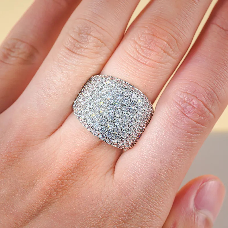 925 Sterling Silver Crystal Cubic Zirconia Rings Gorgeous Wedding Band Accessories for Women Female Jewelry 251023