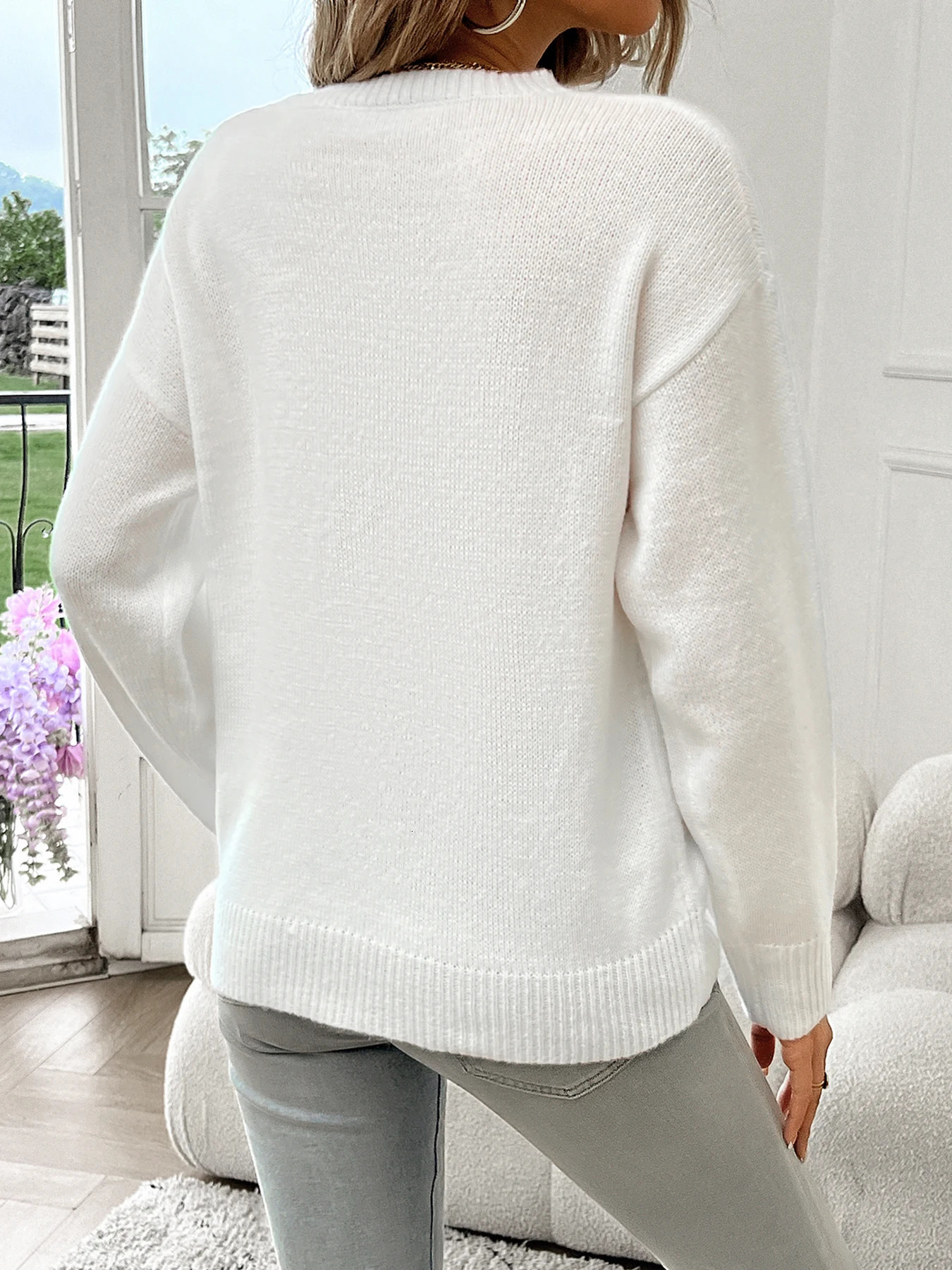 American Flag Crew Neck Long Sleeve Pullover Womens Sweater 251016