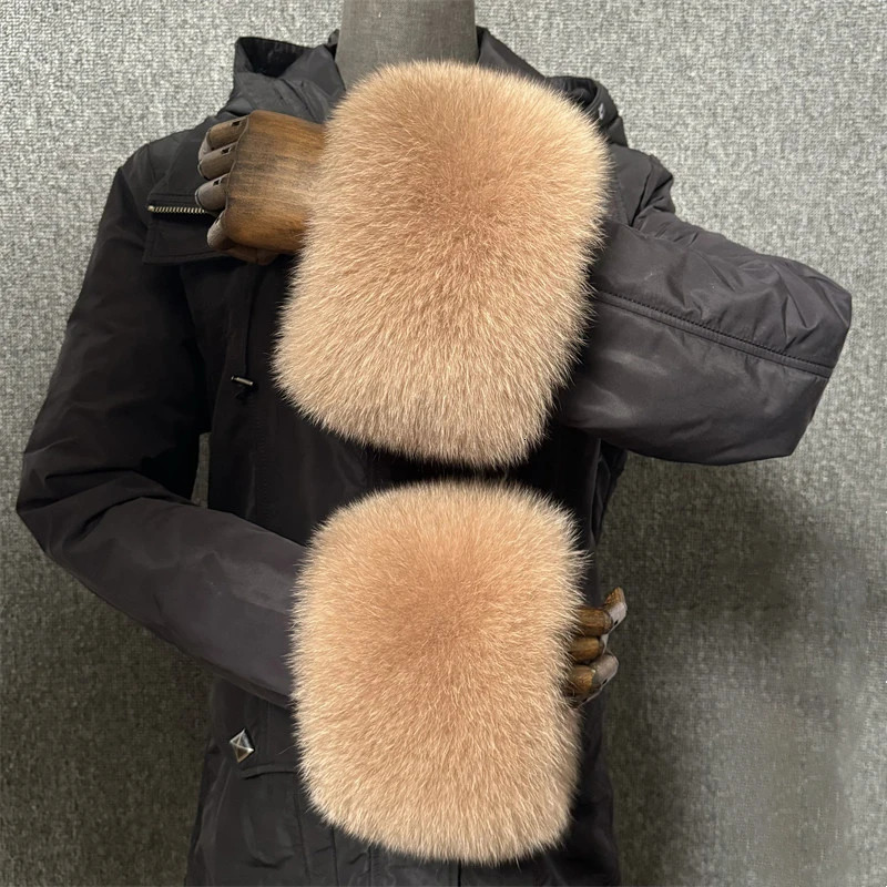 Real Fox Fur Cuffs Arm Warmer Women Bracelet Natural Fur Wristband Warmer Cuff Clothing Accesories Winter Coat Downcoat Gloves 251028