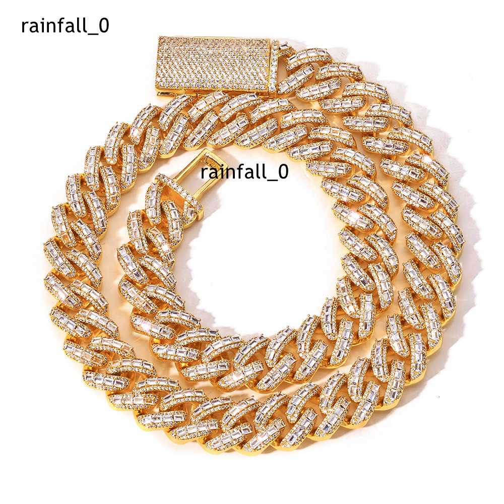 Fashion HipHop Chain Luxe GoldPlated Brass Necklace with Moissanite Rapper Style Jewelry