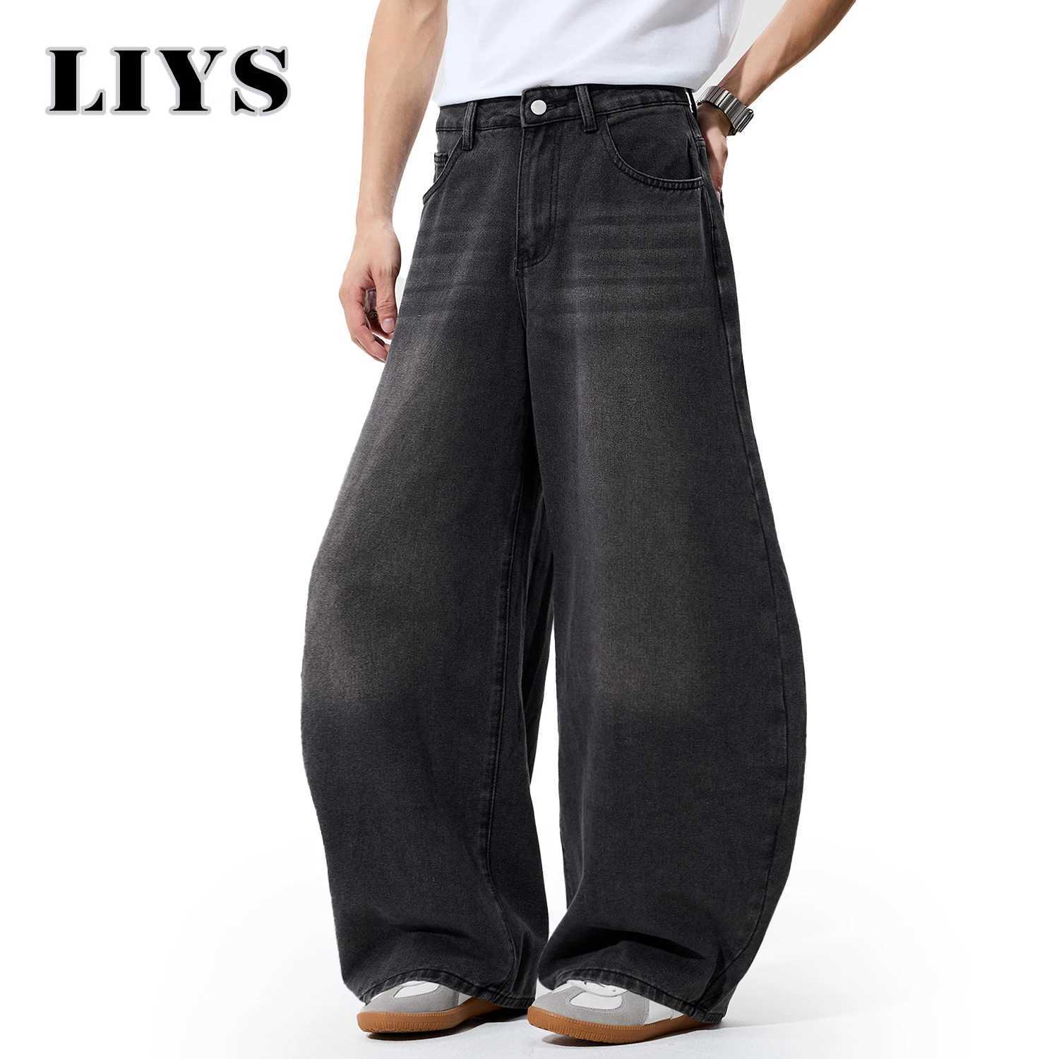 2025 Autumn Mens Retro Grey Black Loose Wide Leg Jeans American Street Baggy Goth Pants Man Designer Jeans Y2K Denim Pants J251030