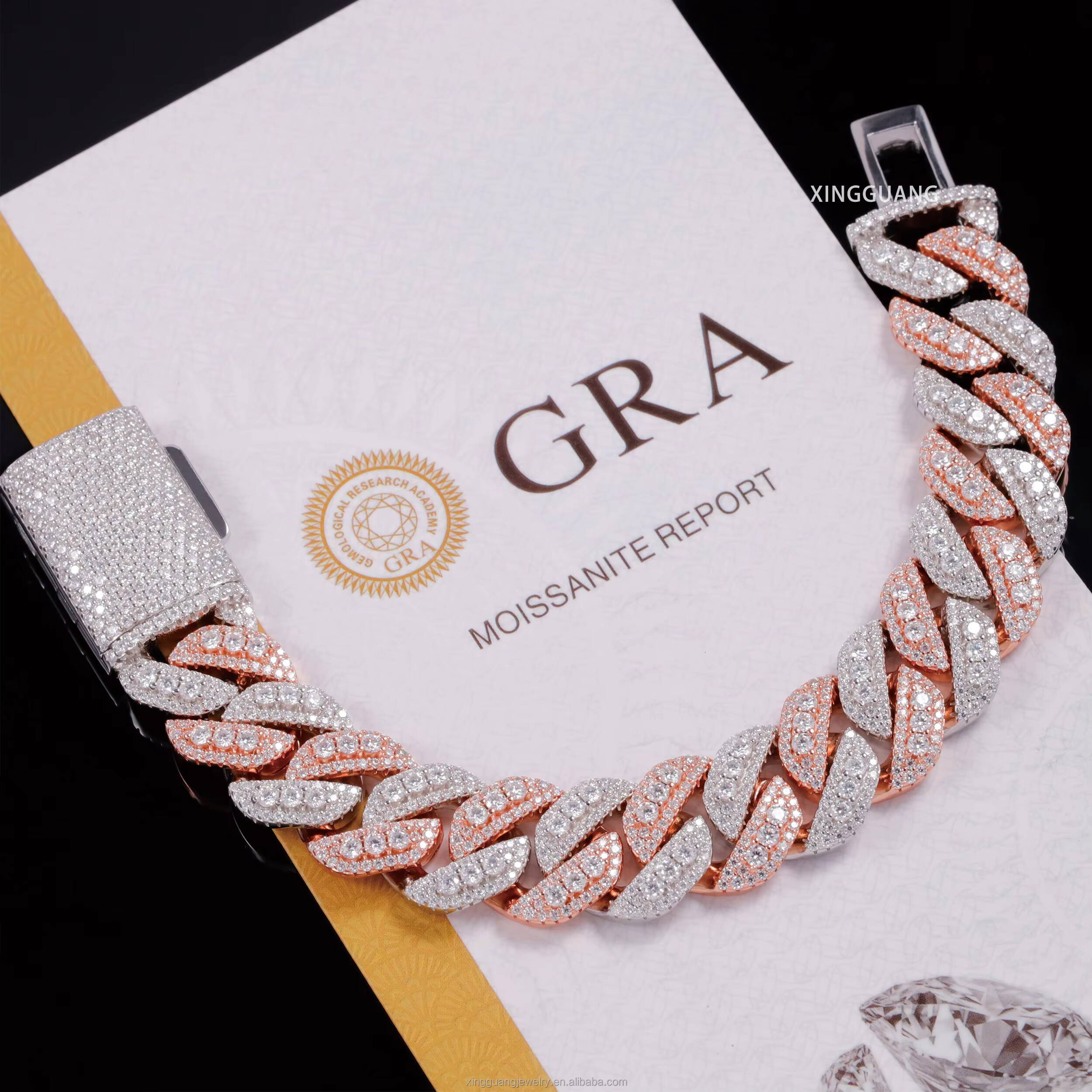 Factory Price Hip Hop 16mm Cuban Link Chain Iced Out Vvs Moissanite Jewelry S925 Silver Cuban Link Chain Necklace