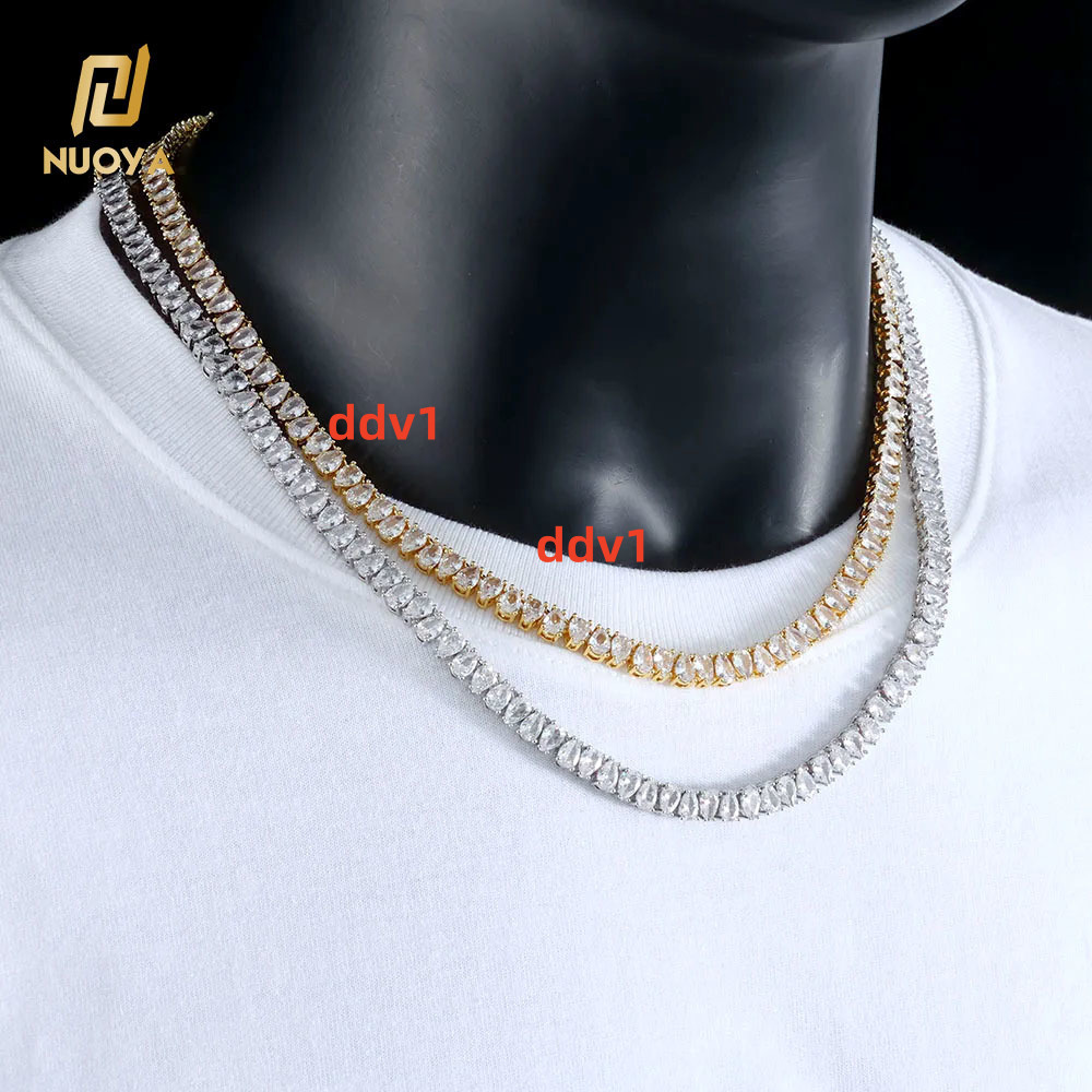 NUOYA New Style Silver Plated Diamond Tennis Chain Teardrop Shaped Moissanite Tennis Chain for Women Fashion Jewelry Gift Designer's style