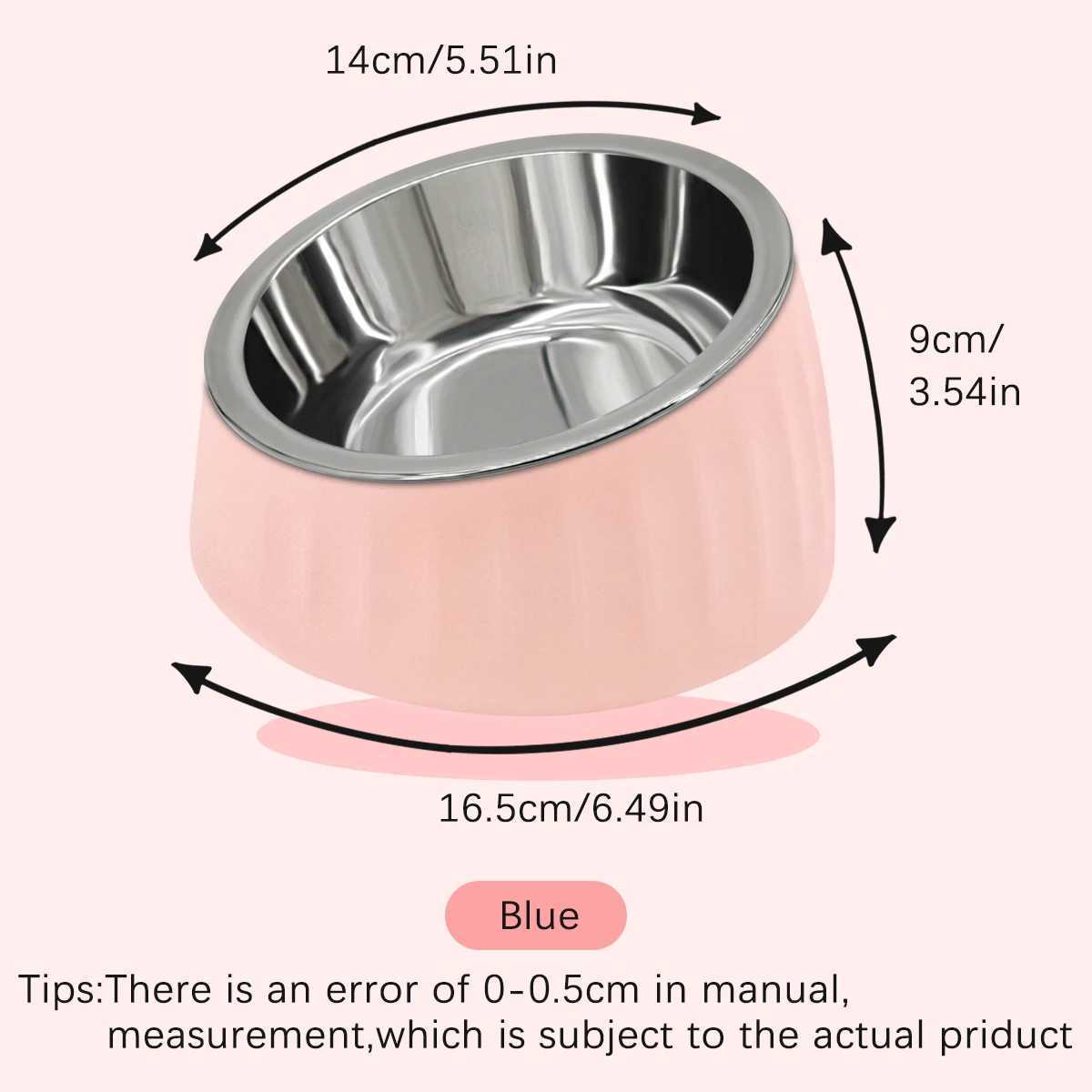 1PC Stainless Steel Dog Bowl With Oblique Mouth To Prevent Tipping Over Nonslip Dog Bowl Cat Feeding Bowl J251113