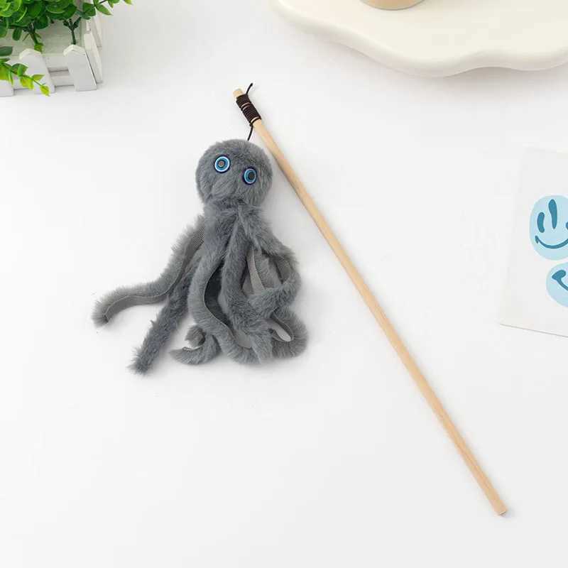 Octopus Plush Cat Stick Funny Pet Cat Toys Interactive Playing Toy For Cats Teaser Kitten Rod Wand Pet Accessories S251029{category}