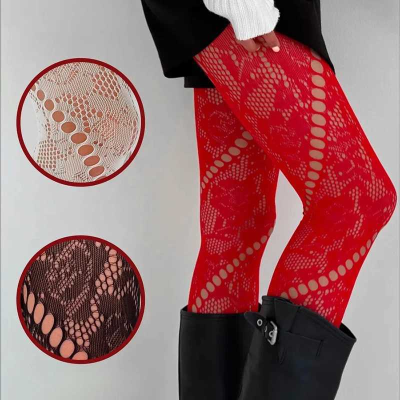 1 Pair Y2k Fashion Gothic Pantyhose Women Hollow Out Sexy Fishnet Hot Girls JK Tights High Elastic Hipster Lings Streetwear R251030