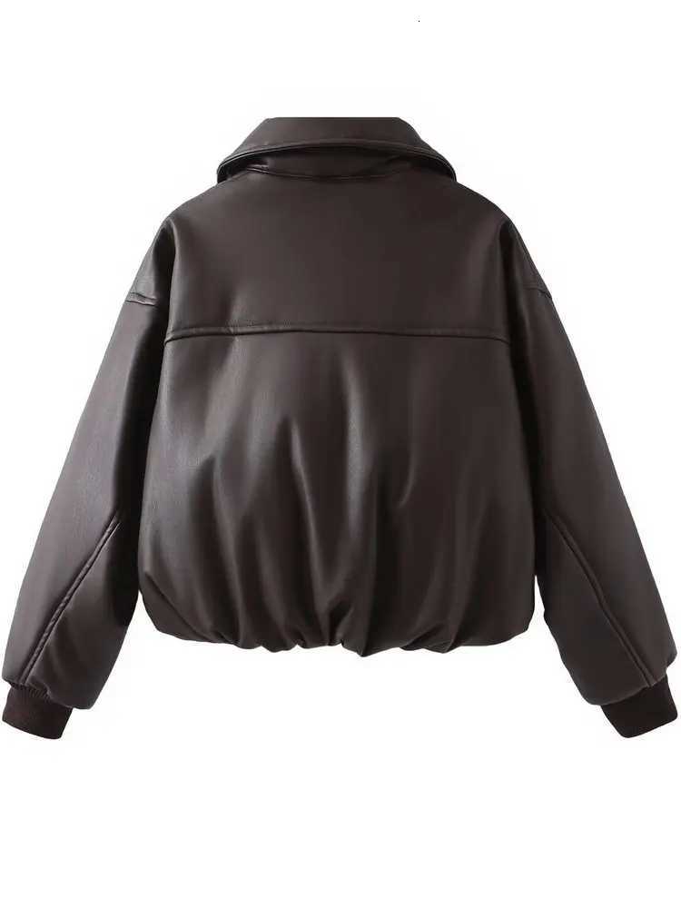 2025 Winter Womens Motor Biker Warm Faux Leather Parkas Coats Female Street Oversized Padded Thicken PU Short Bomber Jackets Y251105