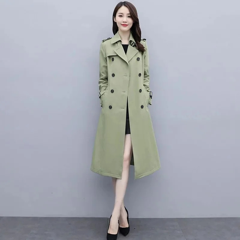 Womens Spring Autumn Jackets Coats 2025 Korean Elegant Lady Windbreakers Double Breasted Streetwear Trench Female Outerwear 251029