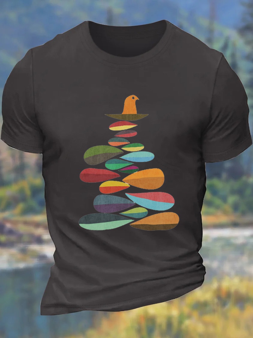 European & American Oversized Men's Cartoon Art Print Crew Neck Casual Cotton T-Shirt - TT7461