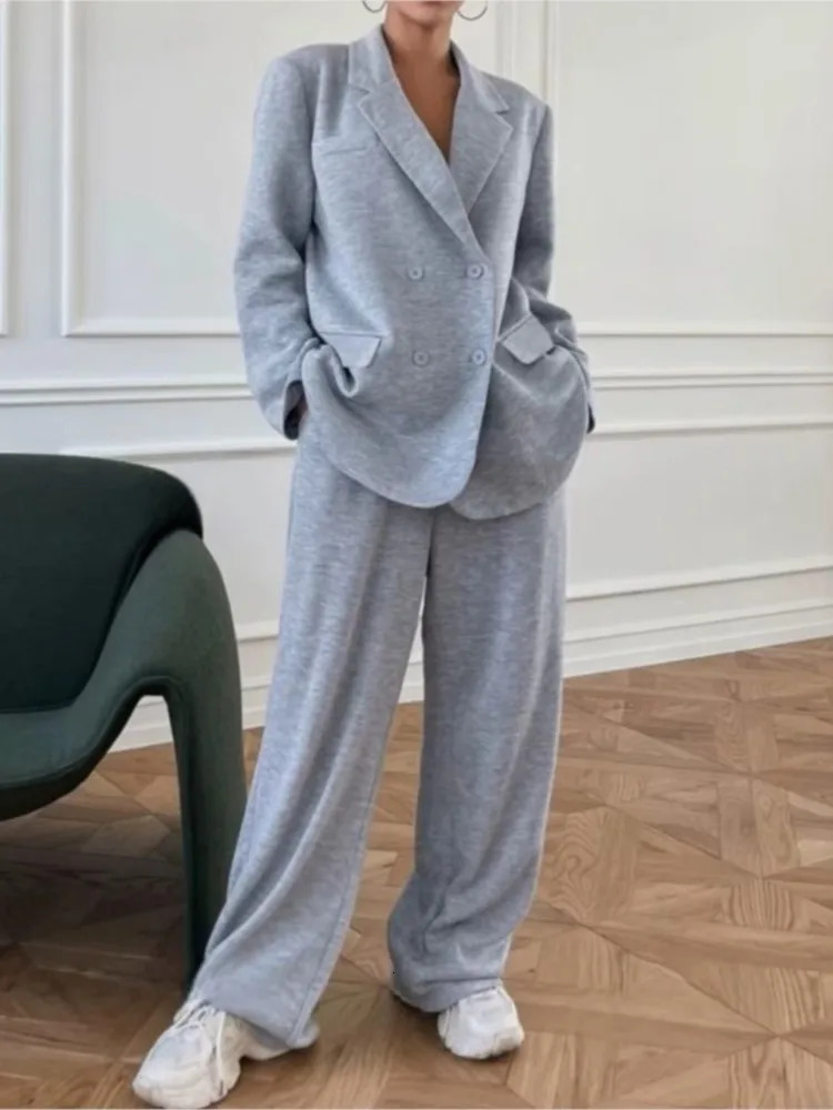 CPSYMYM Womens Casual Suit Fashion Loose Blazer 2 Piece Set Fall Winter Long Sleeve Coat Pants Sets Lady Office Work Out 251029