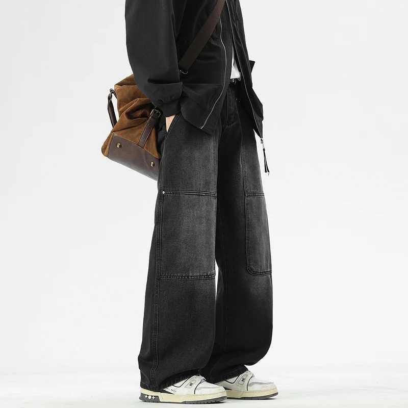 Highend Trend Personality 2025 Autumn and Winter Retro Casual Straight with Wide Legs Loose Nstyle Washed Machete Jeans J251030