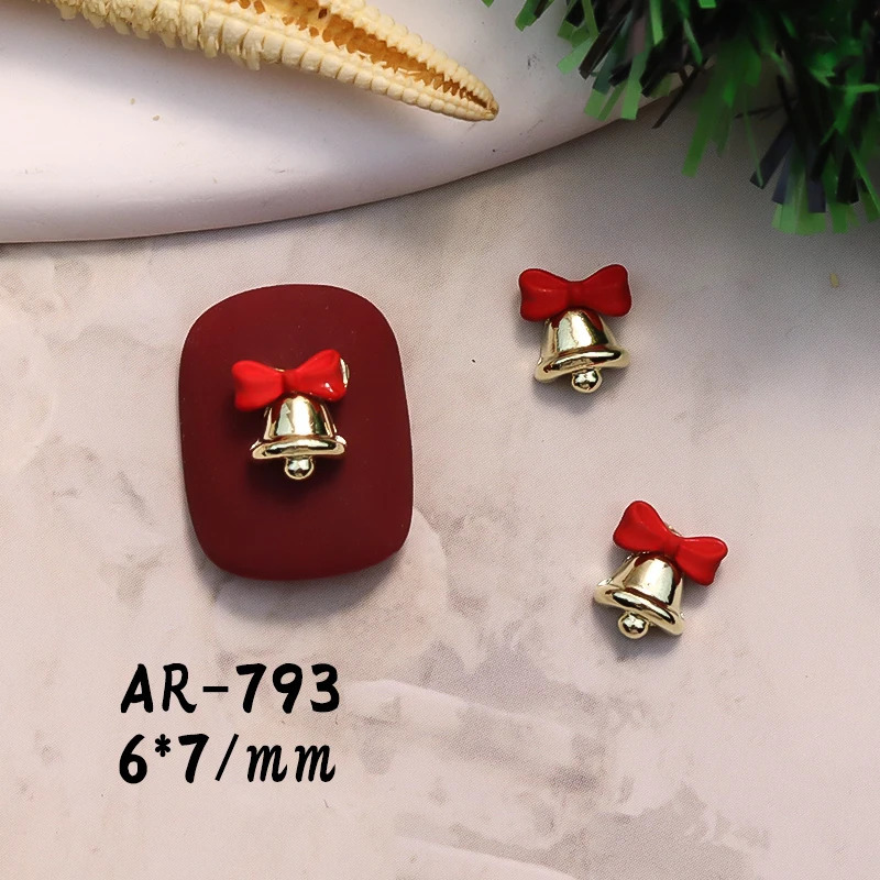 10PCS 3D Alloy Bell Nail Art Charms Supplies For Manicure Decor Christmas Tree Nails Decoration Rhinesstones Accessories 251027