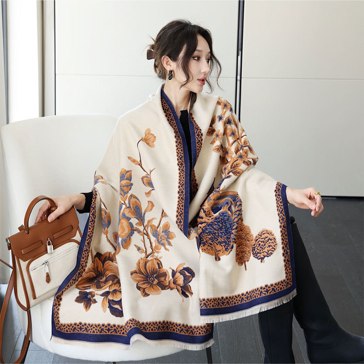 New Elegant Imitation Cashmere Scarf Charming Women s Double Sided Dual Purpose Jacquard Shawl Scarf Autumn And Winter Long Thick Warm Scarf