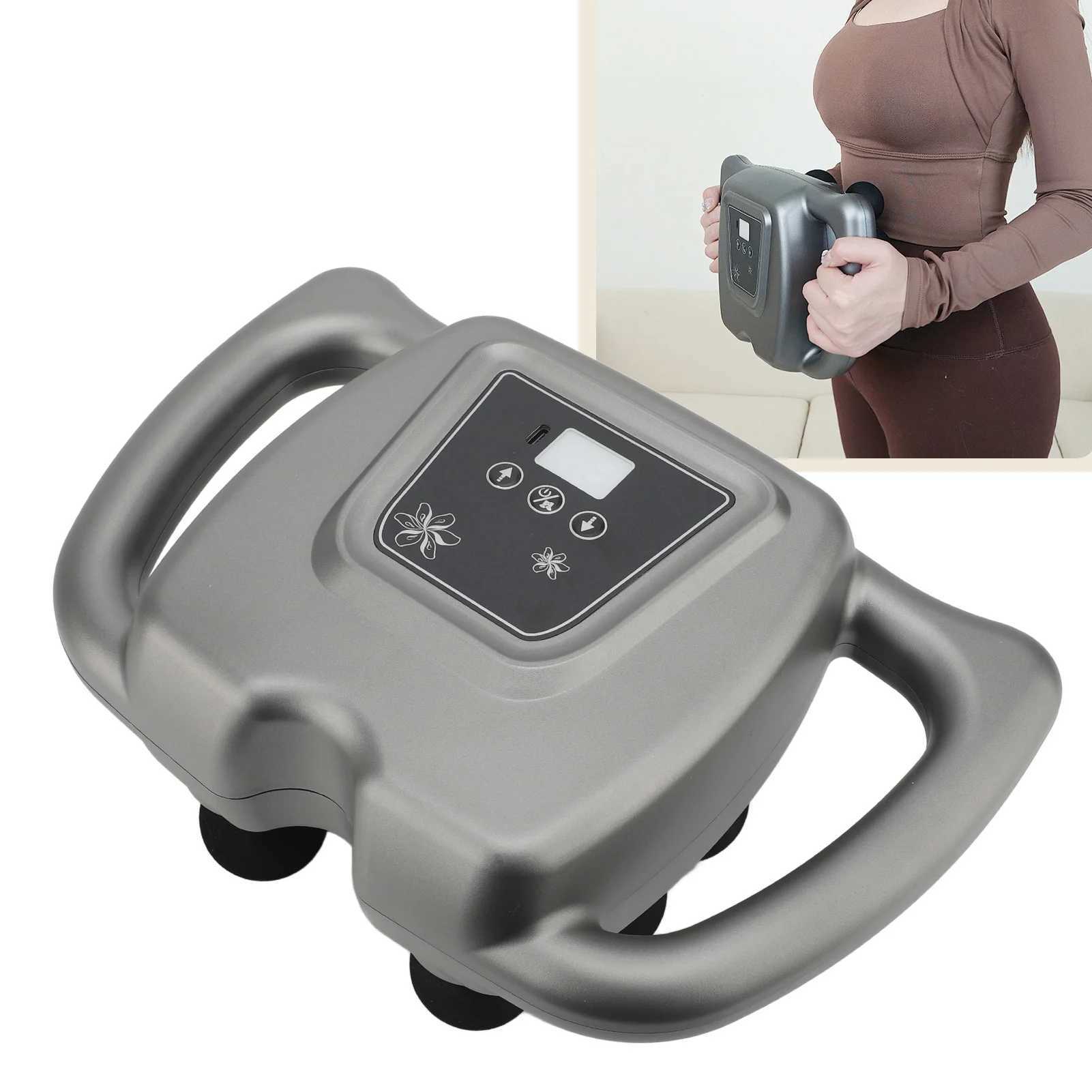 16 Heads Fascia Gun Massager 99 Gears Adjustment Rechargeable Electric Massage Device for Back Shoulder Neck Gray J251030