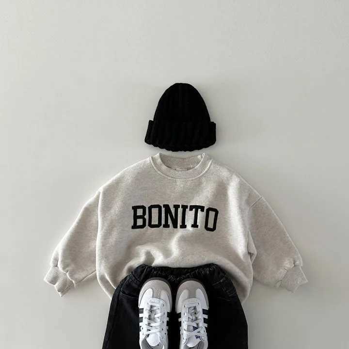 Winter New Baby Girls Long Sleeve Fleece Sweatshirt Letter Embroidery Boys Plus Velvet Thick Casual Pullover Kids Warm ClothesT251030