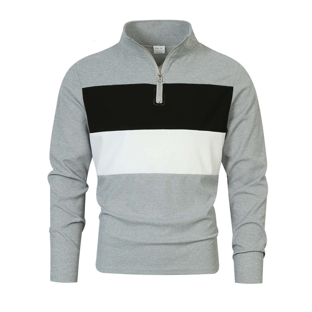European Size New Spring Autumn Fashion Men's Zipper Turn-down Collar Long Sleeve Trendy Design Sense Elegant Pullover