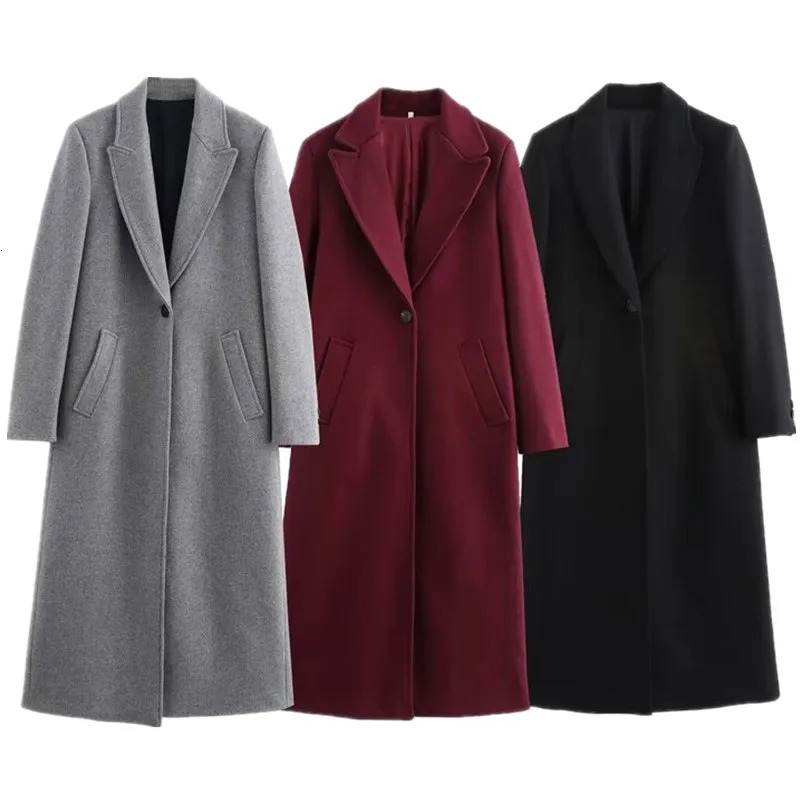 2024 Autumn Winter Arrival Womens Wool Blend Long Lapel Coat Jaet Sve Medium Length Other Material 00 251010