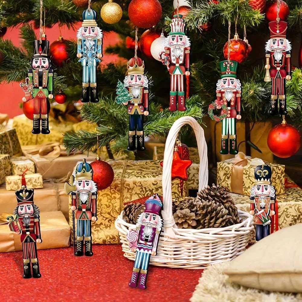 12pcs Christmas Nutcracker Soldier Wooden Pendant Xmas Tree Hanging Ornament 2025 Navidad Decoration for Home 2026 New Year Gift C251030