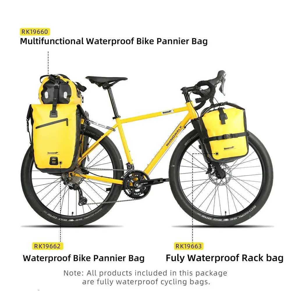 Rhinowalk Bike Pannier Bag Waterproof 27L Back Seat Rack Bag Travel Cycling Bag 1PC Bicycle Rear Rack Tail Seat Trunk Pannier H251029