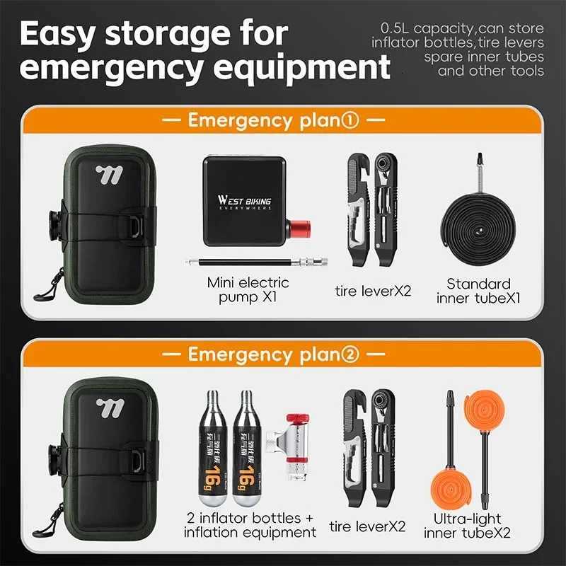 WEST BIKING Bicycle Saddle Bag 600D TPU Seamless Waterproof WearResistant Rotating Lacing Mini Saddlebag Bike Accessory H251029